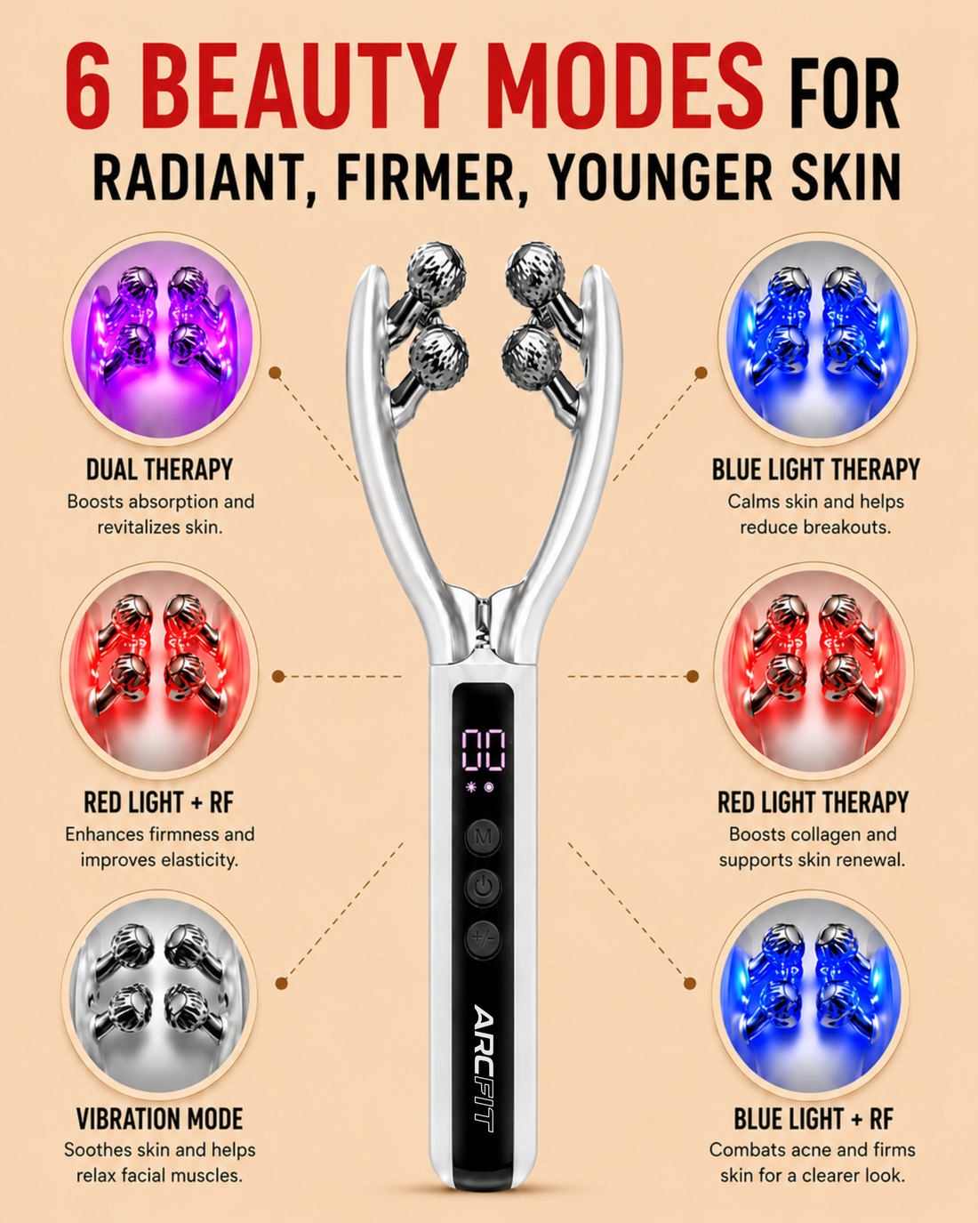 Levive red light face roller